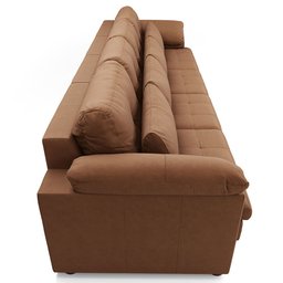 Sofá Retrátil para Sala de Estar 6 Lugares 414cm Riza S03 Couro Soft Mel - Lyam Decor - 13
