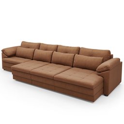 Sofá Retrátil para Sala de Estar 6 Lugares 414cm Riza S03 Couro Soft Mel - Lyam Decor - 7