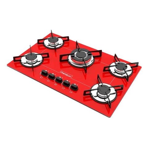 Cooktop Chamalux 5 Bocas com Tripla Chama Vermelho Bivolt