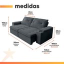 Ver imagem 3 de Sofá Retrátil e Reclinável 3 Lugares 2,12m C/ Porta Copos Entrada Usb Veludo San Diego Cinza