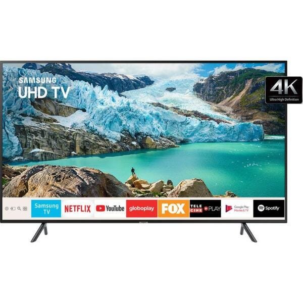 Smart TV LED 75 Polegadas Samsung 75Ru7100 Uhd 4K, Bluetooth, HDMI, USB, Hdr Premium, Controle Remoto Único - 4