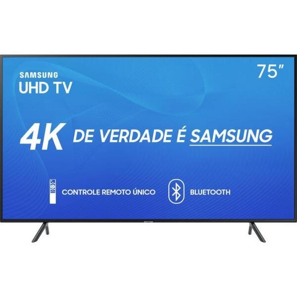 Smart TV LED 75 Polegadas Samsung 75Ru7100 Uhd 4K, Bluetooth, HDMI, USB, Hdr Premium, Controle Remoto Único - 1