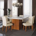 Ver imagem 2 de Conjunto Sala de Jantar Amsterdã New Mesa com Tampo Giratório 6 Cadeiras Trieste Madeirado/Bege