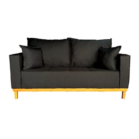 Sofá 2 Lugares 1.40 Beny Base De Madeira Linho:Preto
