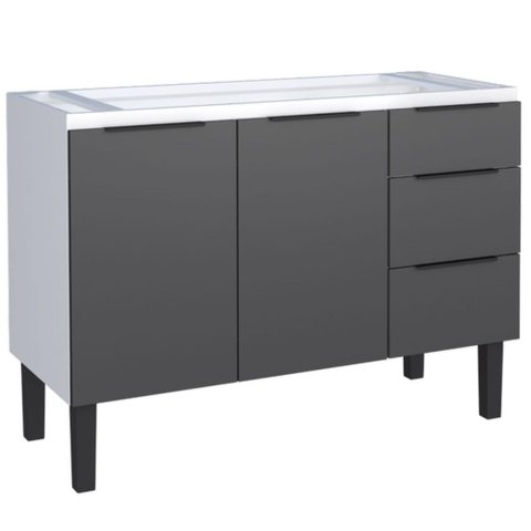 Gabinete para Cozinha Aço Jupiter 1,17m Preto para Pia de 1,20m - P101710 - Cozimax Gabinete para Co