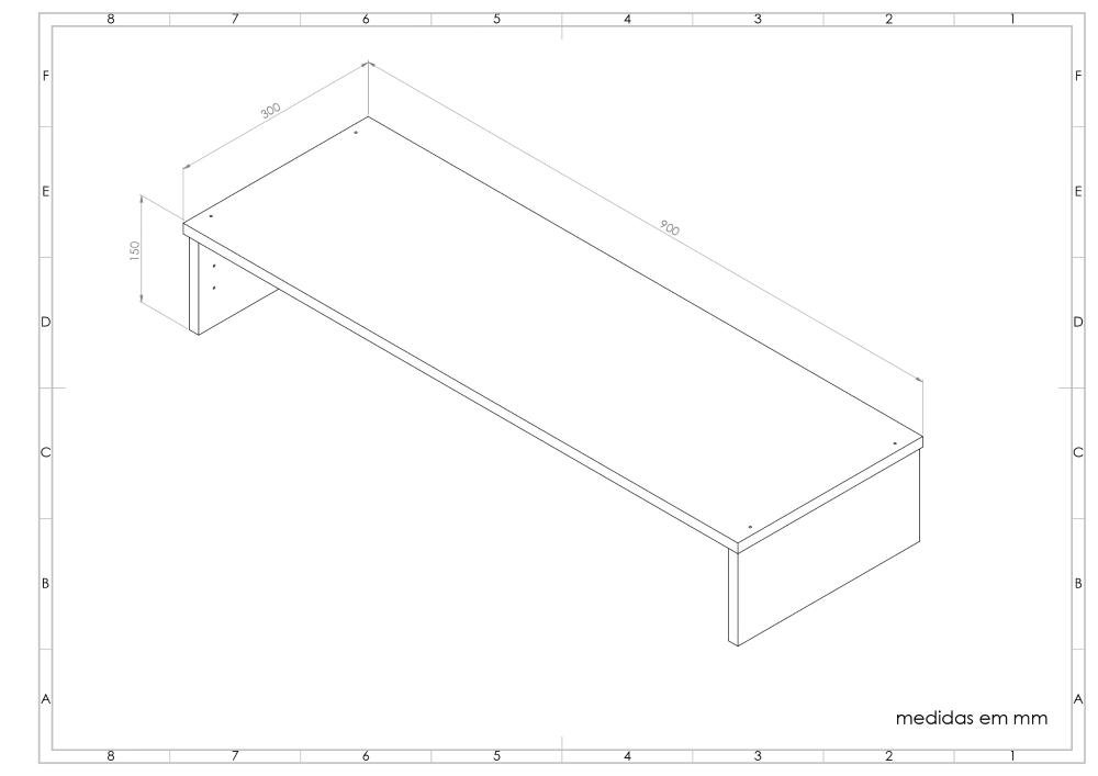 Cabiderio Suspenso,90x30, em Mdf Branco, com Haste de Metal. - 5