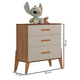 Berço Americano Retro Vitória com Cômoda Gaveteiro Infantil Emilly Off White Carvalho - Canaã - 5