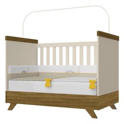 Berço Americano Retro Vitória com Cômoda Gaveteiro Infantil Emilly Off White Carvalho - Canaã - 6