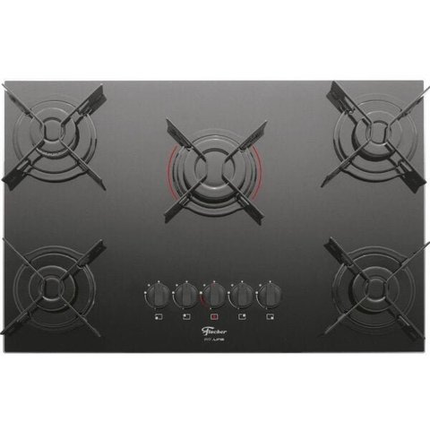 Cooktop Fit Line Fischer 5 Bocas Vidro Preto Chama Rápida Bivolt 26343