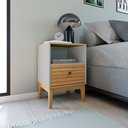 Ver imagem 1 de Mesa de Cabeceira com 1 Nicho e 1 Gaveta Mdp Mel Off White Mb 1041 Movelbento