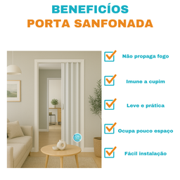 Porta Sanfonada Pvc 0,96x2,10 Multilit Branco - 5