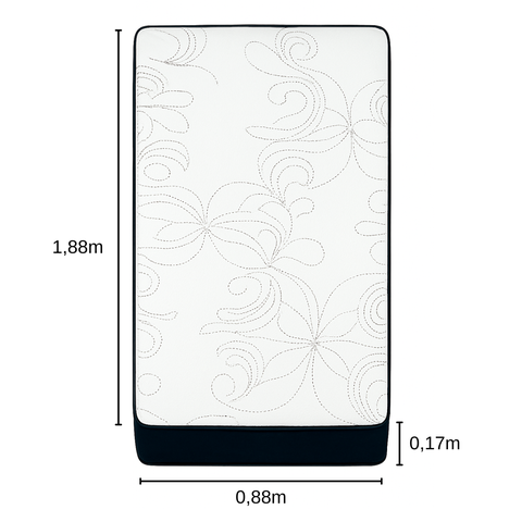 Colchão Solteiro D28 88x188x17 Ideal para Quartos Compactos e Uso Diário.