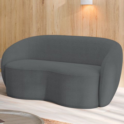 Sofá 3 Lugares 180cm Sala de Estar Living Oscar K01 Bouclê Cinza - Lyam Decor