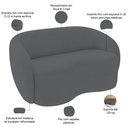 Ver imagem 3 de Sofá 3 Lugares 180cm Sala de Estar Living Oscar K01 Bouclê Cinza - Lyam Decor