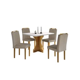 Conjunto Sala de Jantar Geovana Mesa com Vidro e Cadeiras Madeira Maciça - 2