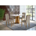 Ver imagem 1 de Conjunto Sala de Jantar Geovana Mesa com Vidro e Cadeiras Madeira Maciça