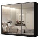 Ver imagem 2 de Guarda-Roupa Casal 100% MDF Madesa Royale 3 Portas de Correr de Espelho Preto Cor:Preto