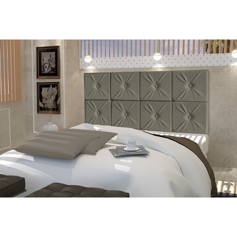 Painel de Cama box Botão Casal 1,40 Elegance cor Cinza - Comprar Moveis em Casa