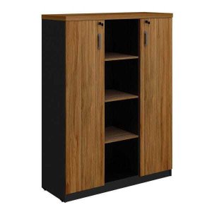 Armário Alto Credenza com Nicho - WEBSTART- NOGAL SEVILHA/PRETO - 21415