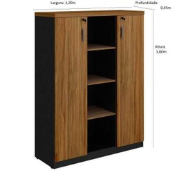 Armário Alto Credenza com Nicho - WEBSTART- NOGAL SEVILHA/PRETO - 21415 - 4