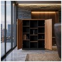 Ver imagem 1 de Armário Alto Credenza com Nicho Workstart Nogal Sevilha/Preto 21415