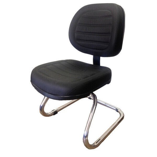 Cadeira Executiva Fixa Costurada Base em "S" Cromada Na Cor Preta - 31016