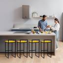 Ver imagem 6 de Kit 4 Banqueta Quadrada Preta para Balcão Ilha Cozinha Gourmet Bancada Piscina Bares Àrea de Lazer