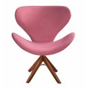 Ver imagem 1 de Poltrona Isis Cadeira Giratória Pé de Madeira Decoração, Sala, Escritório, Recepção - Suede Rosa