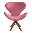 Ver imagem 1 de Poltrona Isis Cadeira Giratória Pé de Madeira Decoração, Sala, Escritório, Recepção - Suede Rosa