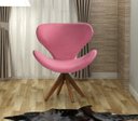 Ver imagem 2 de Poltrona Isis Cadeira Giratória Pé de Madeira Decoração, Sala, Escritório, Recepção - Suede Rosa