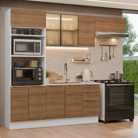 Armário de Cozinha Completa 270 cm Branco/Rustic Stella Madesa 13