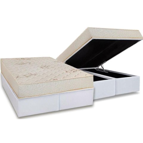 Conjunto Box Baú Queen: Colchão Espuma Luckspuma D45 Gran Luck Floral Pró Saúde + Base Crc