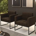 Ver imagem 2 de Poltrona Base Industrial Preto Kit 2 Ana Suede Marrom - Ibiza