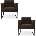 Ver imagem 1 de Poltrona Base Industrial Preto Kit 2 Ana Suede Marrom - Ibiza