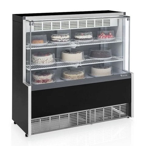 Vitrine Refrigerada Confeitaria Dupla Função GPEA-140R PR Preta Linha Aurora Vidro Reto Gelopar 1