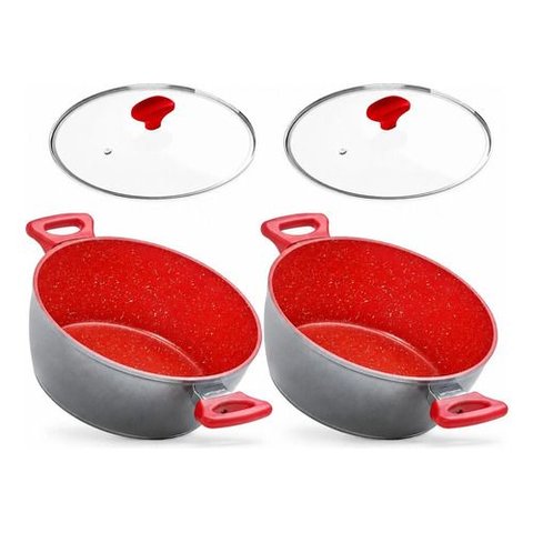 Conjunto de Panelas Polishop Flavorstone Family 4 PEÇAS28CM Vermelho
