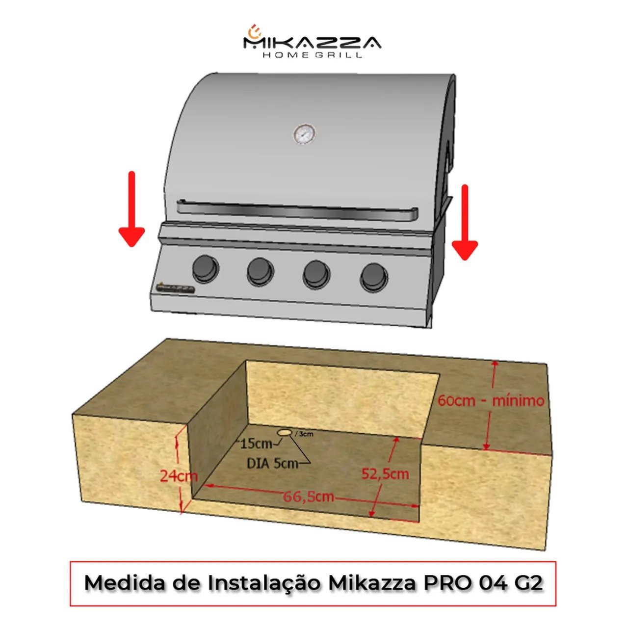 Churrasqueira à Gás Embutir Mikazza G2 Pro 4 (Gás GLP ou Botijão) - 8