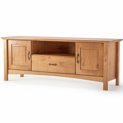 Rack Bancada para Tv 60” 100% Madeira Maciça 2 Portas Stella - Carvalho Fosco