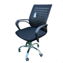 Ver imagem 4 de Cadeira Secretaria Modelo Confort Zebrada com Tela Mesh Base Cromada e Rodinhas