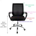 Ver imagem 3 de Cadeira Secretaria Modelo Confort Zebrada com Tela Mesh Base Cromada e Rodinhas