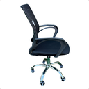 Ver imagem 5 de Cadeira Secretaria Modelo Confort Zebrada com Tela Mesh Base Cromada e Rodinhas