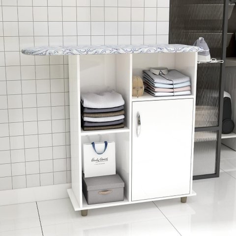 Tábua de Passar Roupa Miami com 1 Porta e Nicho Branco