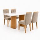Ver imagem 2 de Conjunto Sala de Jantar 4 Lugares Retangular Tampo Vidro MDF 120x80cm Mesa Isla e Cadeiras Carol