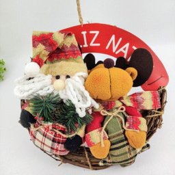 Guirlanda de Natal Papai Noel E Rena 35x8cm Feliz Natal - 2