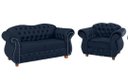 Ver imagem 1 de Uma Namoradeira Chesterfield Merlo + Uma poltrona - Suede Azul Marinho/ decoração, recepção, sala