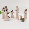 Presépio Moderno Bege Resina Enfeite De Natal Jesus 9pç - 2
