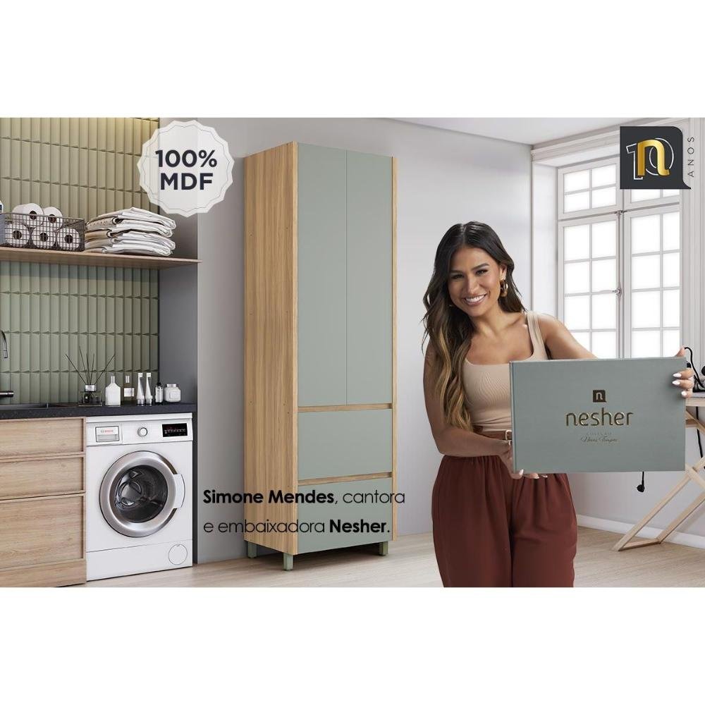 Armário Multiuso Lavanderia Rainha C/ 2 Portas e 2 Gavetas 70cm