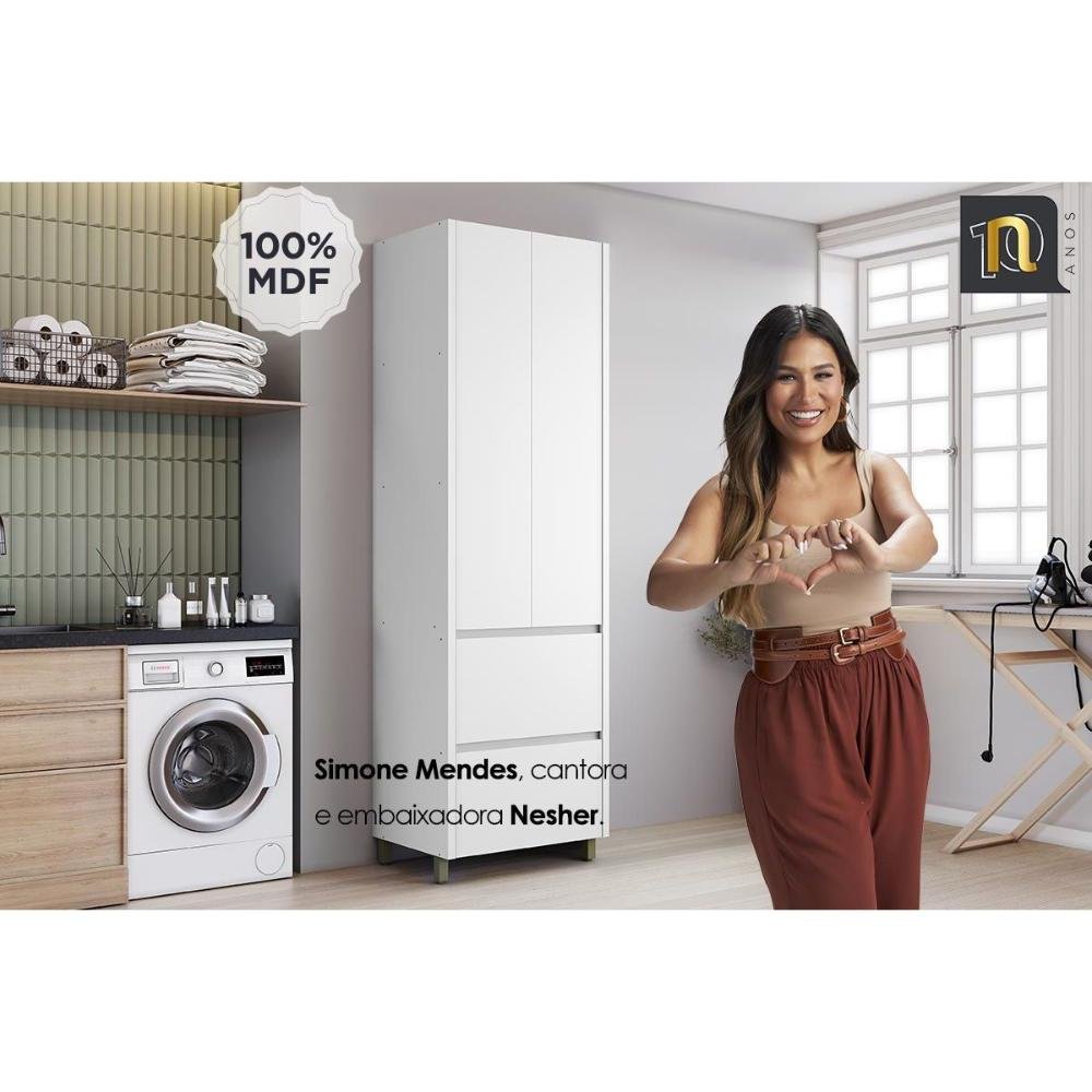Armário Multiuso Lavanderia Rainha C/ 2 Portas e 2 Gavetas 70cm