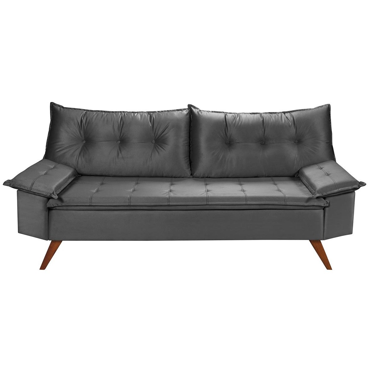 Sofá Lisboa 3 Lugares Veludo Cinza MóveisAqui MadeiraMadeira