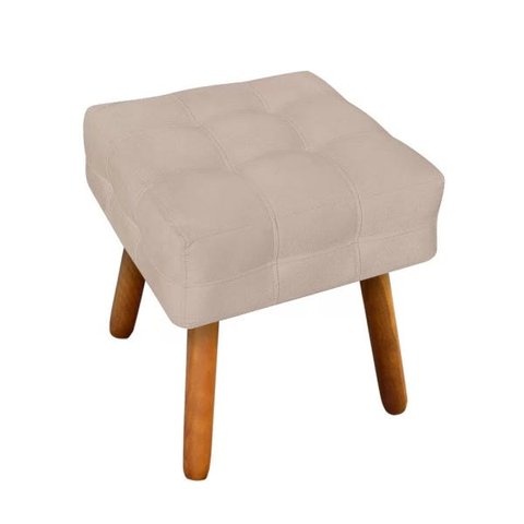 Puff Elisa Suede Bege Pés Palito
